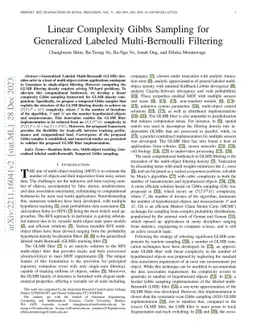 Linear Complexity Gibbs Sampling for Generalized Labeled Multi-Bernoulli
  Filtering