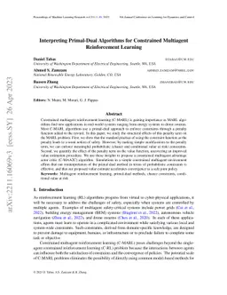 Interpreting Primal-Dual Algorithms for Constrained Multiagent
  Reinforcement Learning