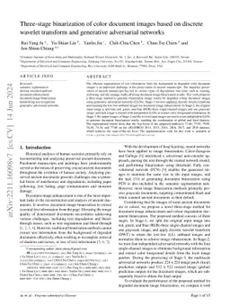 Three-stage binarization of color document images based on discrete
  wavelet transform and generative adversarial networks