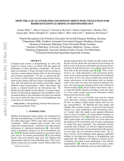 Mind the Gap: Scanner-induced domain shifts pose challenges for
  representation learning in histopathology