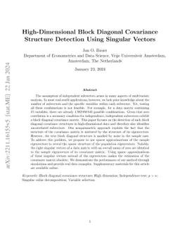 High-Dimensional Block Diagonal Covariance Structure Detection Using
  Singular Vectors