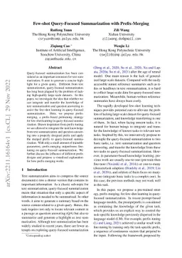 Few-shot Query-Focused Summarization with Prefix-Merging