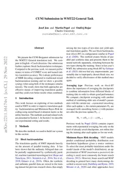 CUNI Submission in WMT22 General Task