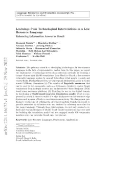 Learnings from Technological Interventions in a Low Resource Language:
  Enhancing Information Access in Gondi