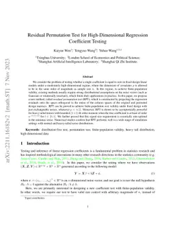 Residual Permutation Test for High-Dimensional Regression Coefficient
  Testing