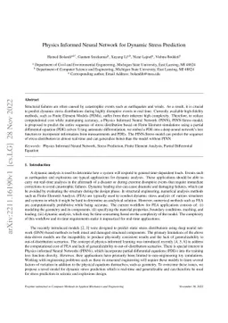 Physics Informed Neural Network for Dynamic Stress Prediction