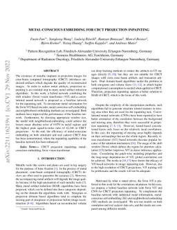 Metal-conscious Embedding for CBCT Projection Inpainting