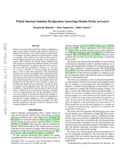 Which Shortcut Solution Do Question Answering Models Prefer to Learn?