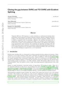 Closing the gap between SVRG and TD-SVRG with Gradient Splitting