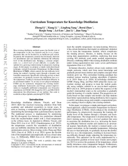 Curriculum Temperature for Knowledge Distillation