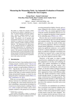 Measuring the Measuring Tools: An Automatic Evaluation of Semantic
  Metrics for Text Corpora