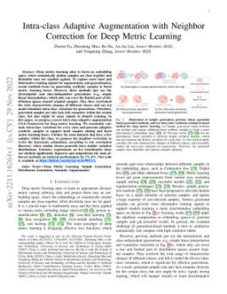 Intra-class Adaptive Augmentation with Neighbor Correction for Deep
  Metric Learning