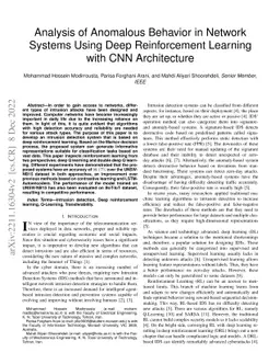 Analysis of Anomalous Behavior in Network Systems Using Deep
  Reinforcement Learning with CNN Architecture