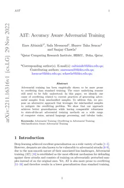 A3T: Accuracy Aware Adversarial Training
