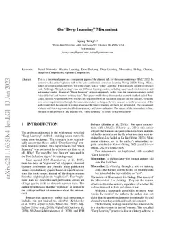 On "Deep Learning" Misconduct