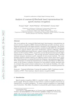 Analysis of constant-Q filterbank based representations for speech
  emotion recognition