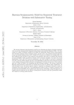 Bayesian Semiparametric Model for Sequential Treatment Decisions with
  Informative Timing