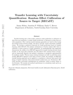 Transfer Learning with Uncertainty Quantification: Random Effect
  Calibration of Source to Target (RECaST)
