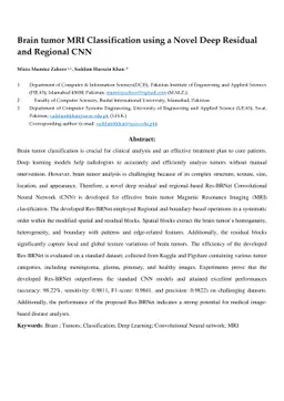 Brain Tumor MRI Classification using a Novel Deep Residual and Regional
  CNN