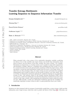 Transfer Entropy Bottleneck: Learning Sequence to Sequence Information
  Transfer
