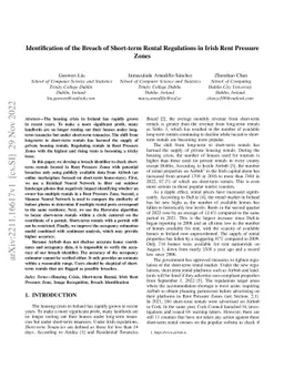 Identification of the Breach of Short-term Rental Regulations in Irish
  Rent Pressure Zones