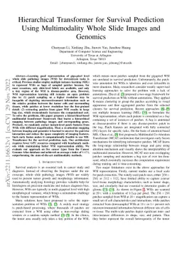 Hierarchical Transformer for Survival Prediction Using Multimodality
  Whole Slide Images and Genomics