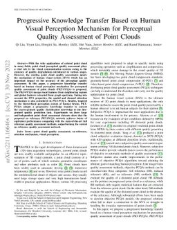 Progressive Knowledge Transfer Based on Human Visual Perception
  Mechanism for Perceptual Quality Assessment of Point Clouds