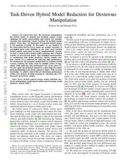 Task-Driven Hybrid Model Reduction for Dexterous Manipulation
