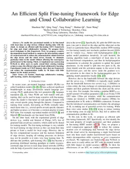 An Efficient Split Fine-tuning Framework for Edge and Cloud
  Collaborative Learning