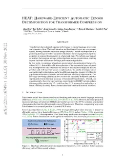 HEAT: Hardware-Efficient Automatic Tensor Decomposition for Transformer
  Compression