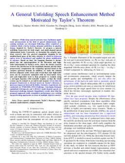 A General Unfolding Speech Enhancement Method Motivated by Taylor's
  Theorem