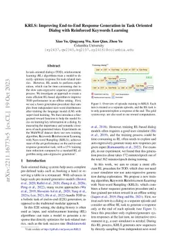 KRLS: Improving End-to-End Response Generation in Task Oriented Dialog
  with Reinforced Keywords Learning