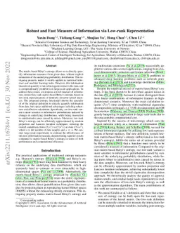 Robust and Fast Measure of Information via Low-rank Representation
