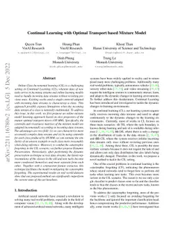Continual Learning with Optimal Transport based Mixture Model