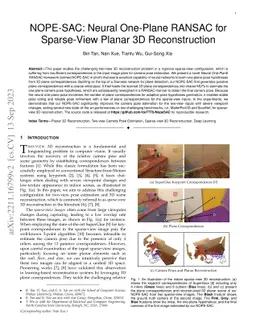 NOPE-SAC: Neural One-Plane RANSAC for Sparse-View Planar 3D
  Reconstruction