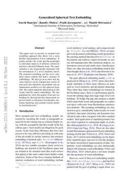 Generalised Spherical Text Embedding