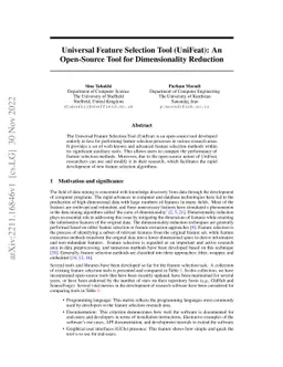 Universal Feature Selection Tool (UniFeat): An Open-Source Tool for
  Dimensionality Reduction