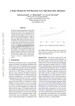 A Major Obstacle for NLP Research: Let's Talk about Time Allocation!