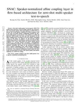 SNAC: Speaker-normalized affine coupling layer in flow-based
  architecture for zero-shot multi-speaker text-to-speech