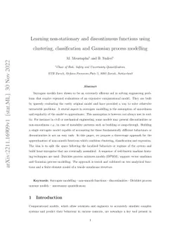 Learning non-stationary and discontinuous functions using clustering,
  classification and Gaussian process modelling