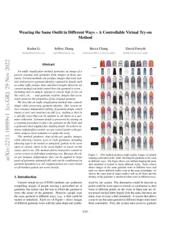 Wearing the Same Outfit in Different Ways -- A Controllable Virtual
  Try-on Method