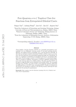Post-Quantum $κ$-to-1 Trapdoor Claw-free Functions from
  Extrapolated Dihedral Cosets