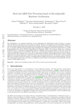 Real time QKD Post Processing based on Reconfigurable Hardware
  Acceleration