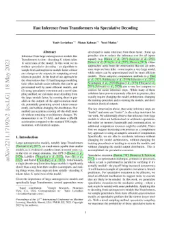 Fast Inference from Transformers via Speculative Decoding