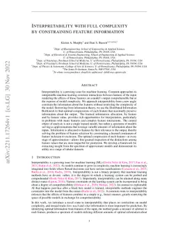 Interpretability with full complexity by constraining feature
  information