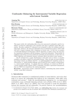 Confounder Balancing for Instrumental Variable Regression with Latent
  Variable