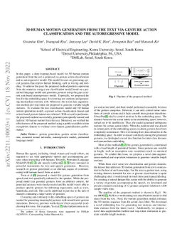 3d human motion generation from the text via gesture action
  classification and the autoregressive model