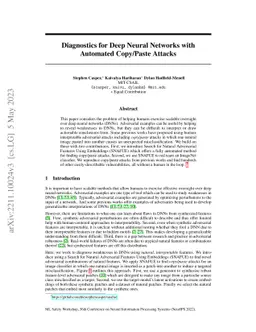Diagnostics for Deep Neural Networks with Automated Copy/Paste Attacks