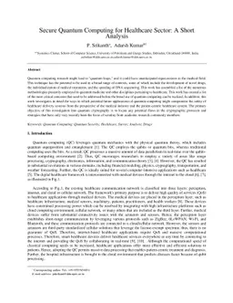 Secure Quantum Computing for Healthcare Sector: A Short Analysis