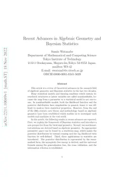 Recent Advances in Algebraic Geometry and Bayesian Statistics